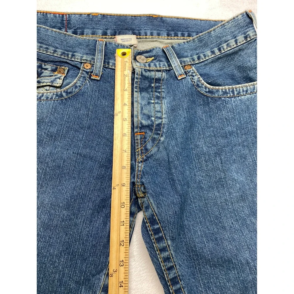 True Religion Nathan Straight Leg Jeans Mens 34x34 Blue Denim Made in USA Button